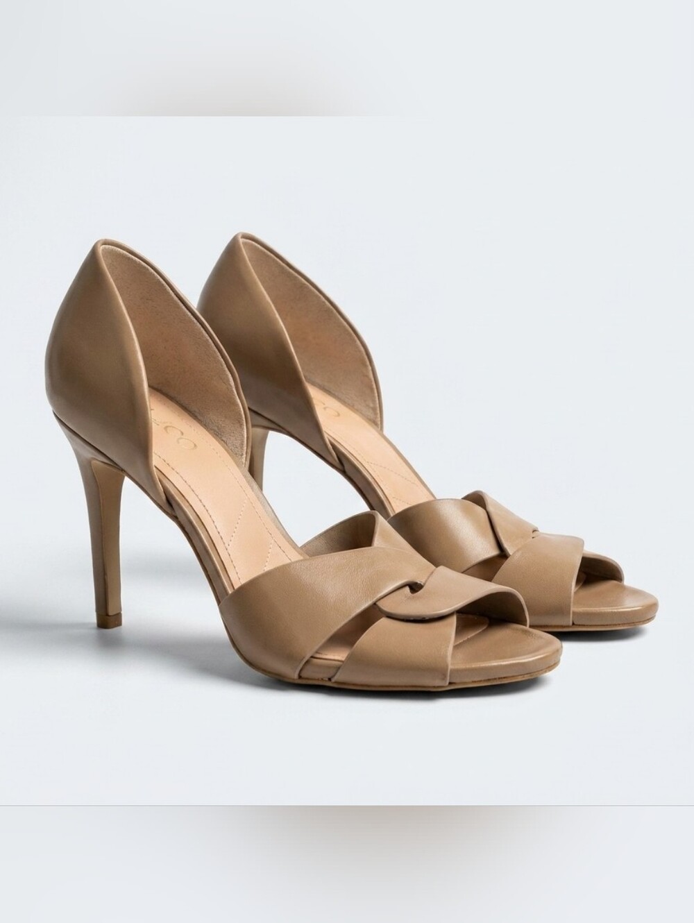Franco Sarto Nude Leather d'Orsay Peep Toe Heels Women's Size 8 Classic Dress